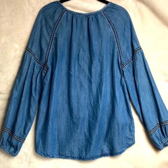 Gap Boho Embroidered Peasant Top Medium Balloon Sleeve - Picture 10 of 13